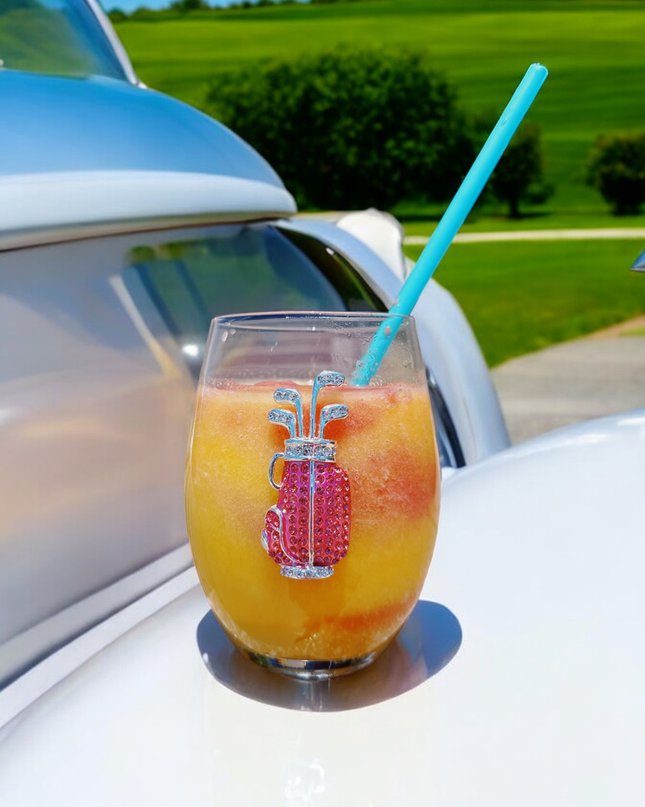 Golf Bag Jeweled Stemless Wine Glass