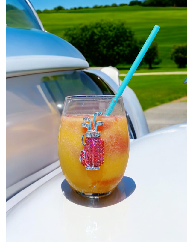 Golf Bag Jeweled Stemless Wine Glass