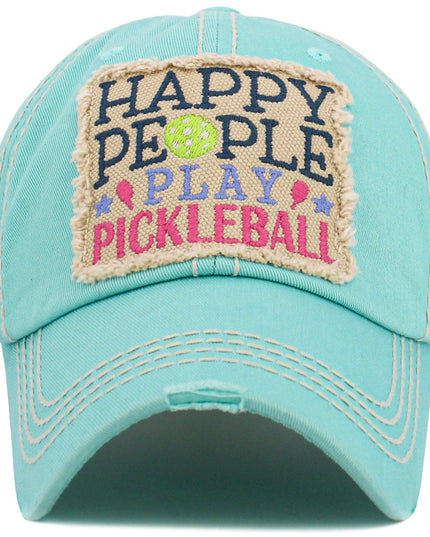 Happy People Play Pickleball Washed Vintage Ballcap