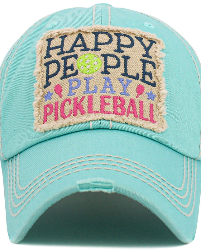 Happy People Play Pickleball Washed Vintage Ballcap