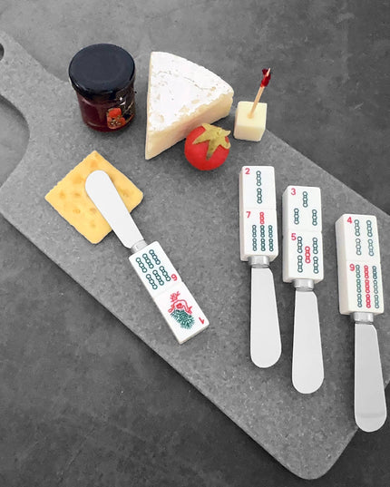 4-Piece Mahjong Bamboo Charm Resin Cheese Spreader