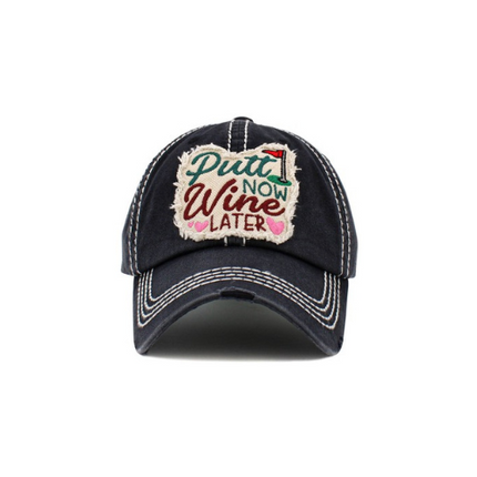 PUTT NOW WINE LATER WASHED VINTAGE BALLCAP
