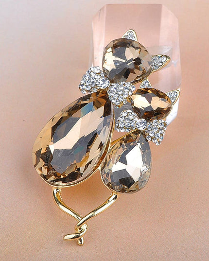 Light Smoked Topaz Kitty Cat Animal Brooch Pin