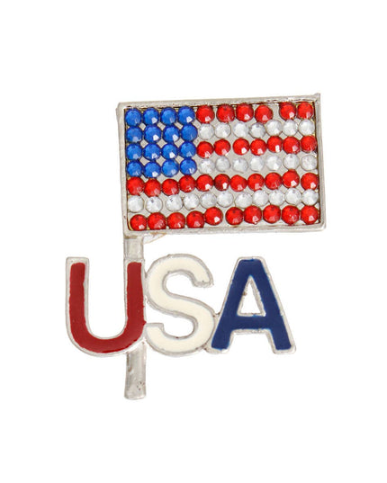 Silver USA Flag Brooch