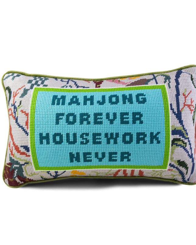 Mahjong Needlepoint Pillow