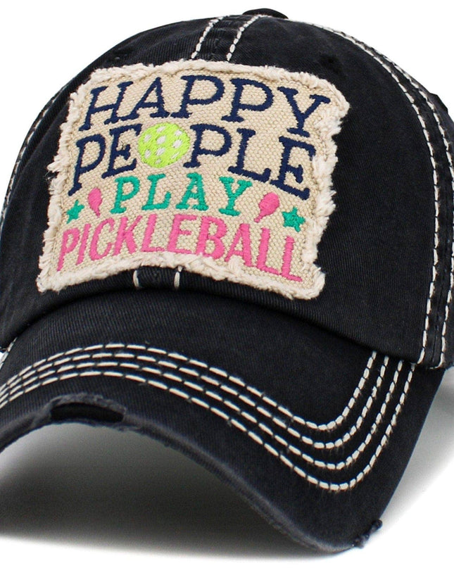 Happy People Play Pickleball Washed Vintage Ballcap