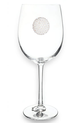 Golf Ball Jeweled Stemmed Wine Glass