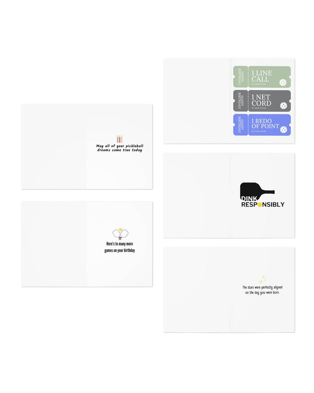 Happy Birthday Pickleball Greeting Card Bundle (Pack of 5)