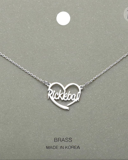 Brass Metal Pickleball Heart Pendant Necklace