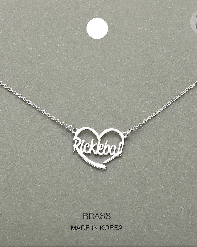 Brass Metal Pickleball Heart Pendant Necklace