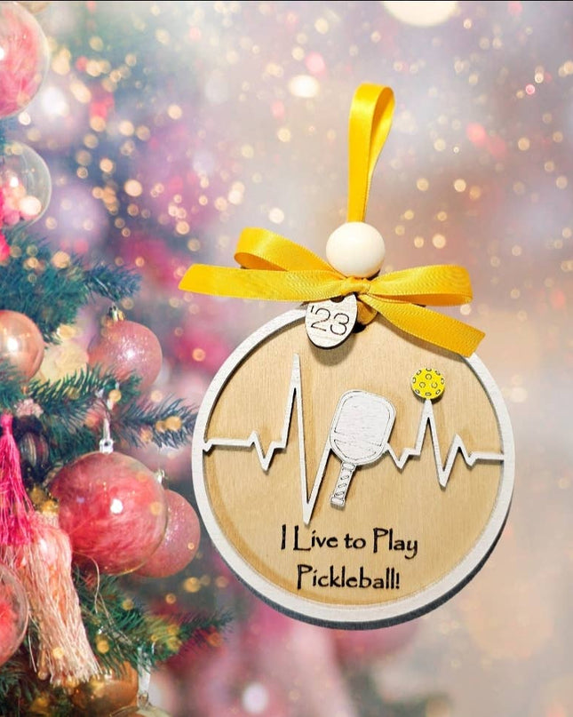 I Live to Play Pickleball Handmade Ornament