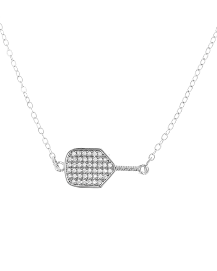 Silver Pickleball Connector Rhinestone Necklace