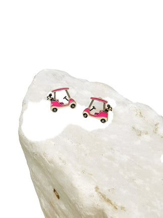Pink Golf Cart Signature Enamel Stud Earrings