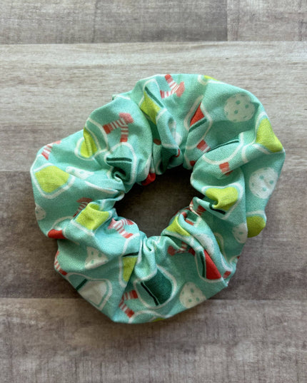 Light Blue Pickleball Cotton Handmade Scrunchie