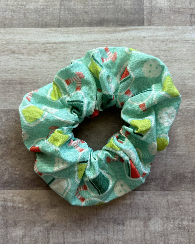 Light Blue Pickleball Cotton Handmade Scrunchie