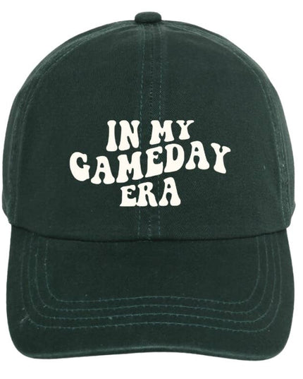 Black cap with 'IN MY GAMEDAY ERA' text on a white background