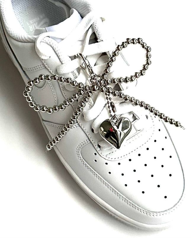 Shoelace Charm Trendy Sneaker Jewels Silver Bow Heart 