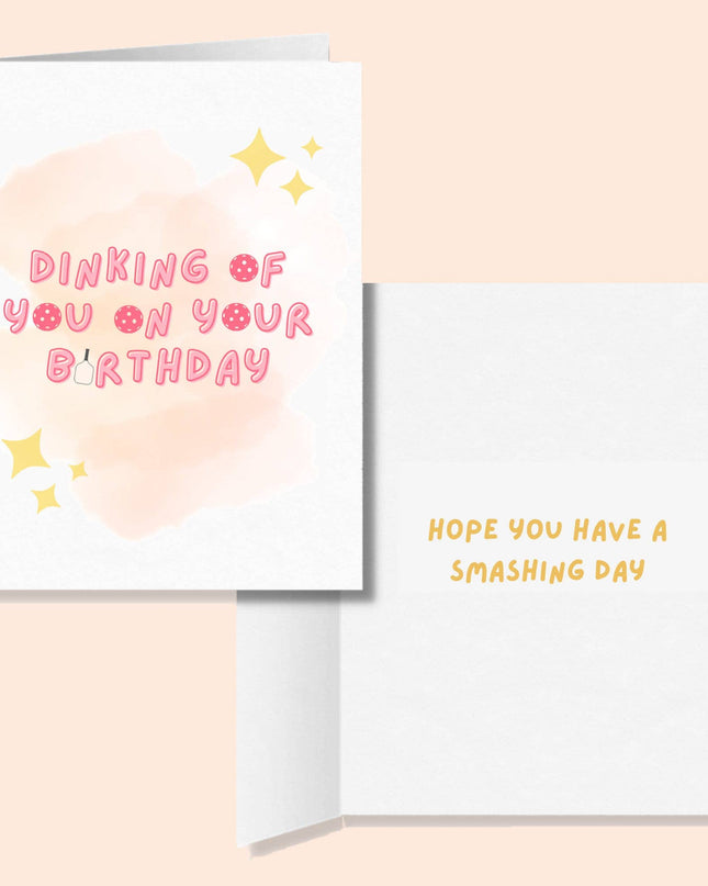 Dinking of You on Your Birthday Pickleball Greeting Card