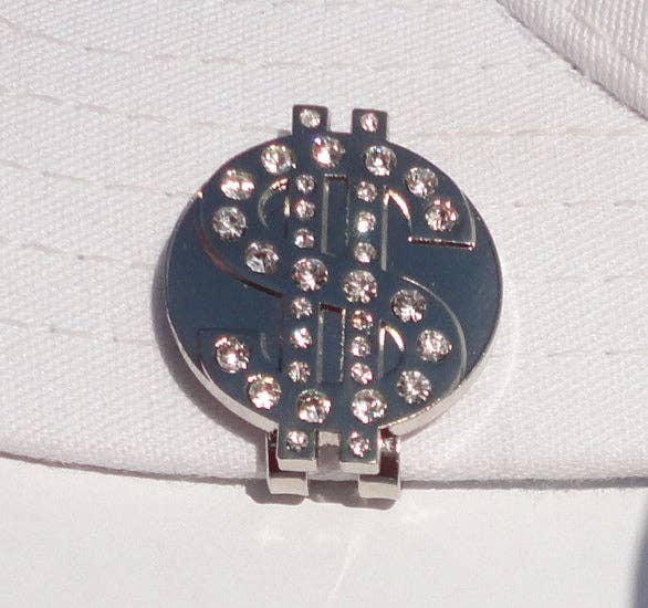 Dollar Sign Ball Marker with Clear Crystals