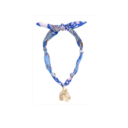 Ash Horse Head Scarf Necklace