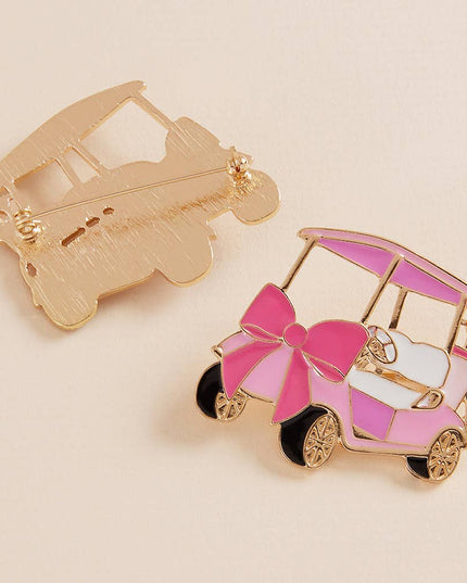 Enamel Bow Accent Gold Cat Pin Brooch