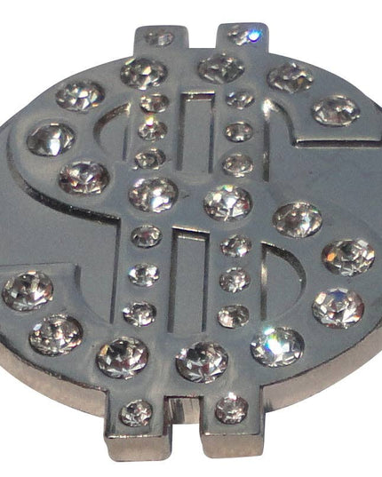 Dollar Sign Ball Marker with Clear Crystals