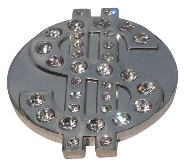 Dollar Sign Ball Marker with Clear Crystals