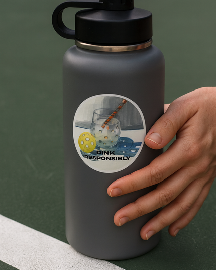 Dink Responsibly Pickleball Sticker – Funny Watercolor Paddle Gift for Players