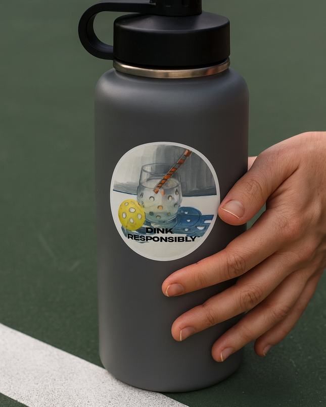 Dink Responsibly Pickleball Sticker – Funny Watercolor Paddle Gift for Players