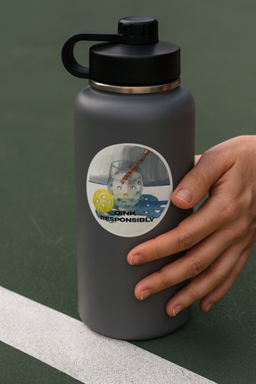 Dink Responsibly Pickleball Sticker – Funny Watercolor Paddle Gift for Players