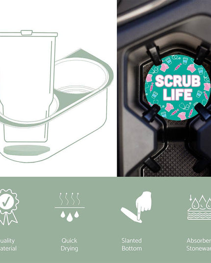 Car Coaster-Scrub Life Teal Icons