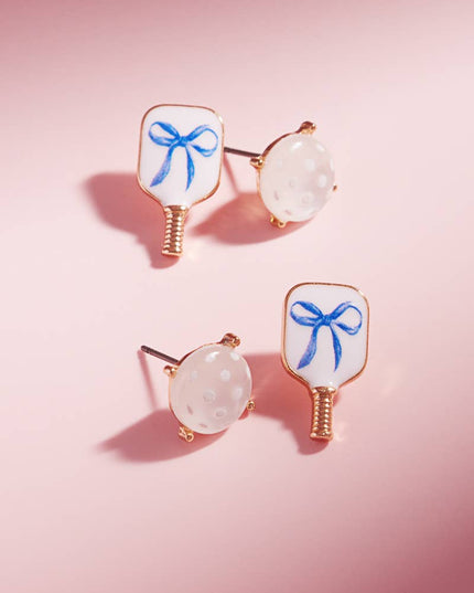 Pickleball Enamel Faux 3 Set Post Earrings
