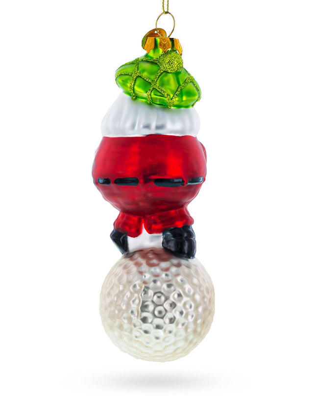 Santa the Golf Player Glass Ornament