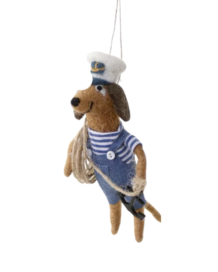Dog Sailor Felt Ornament