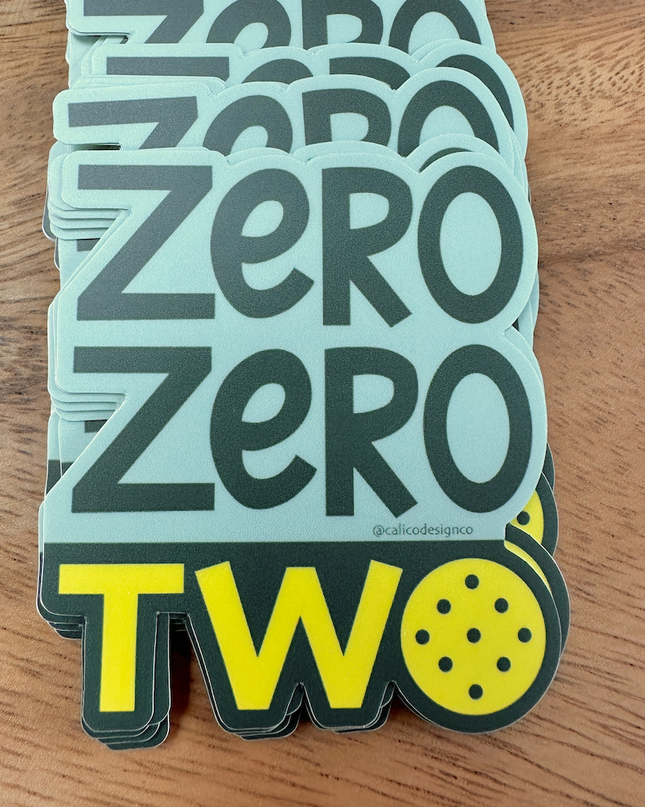 Pickleball Zero Zero Two 002 Vinyl Sticker