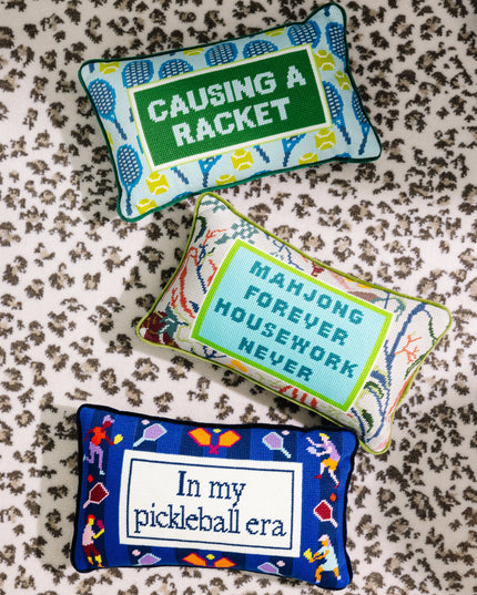 Mahjong Needlepoint Pillow