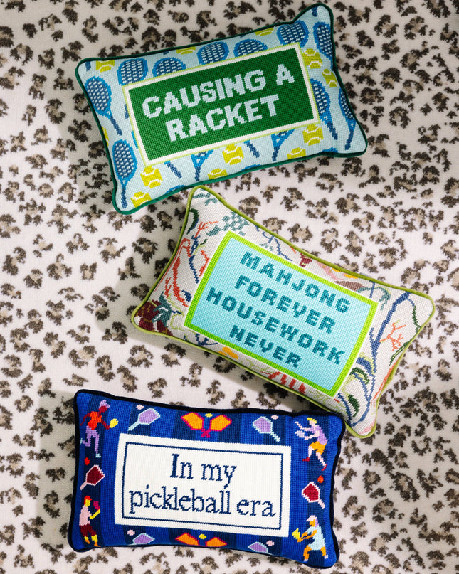 Mahjong Needlepoint Pillow