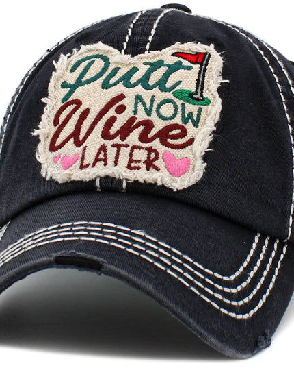 PUTT NOW WINE LATER WASHED VINTAGE BALLCAP