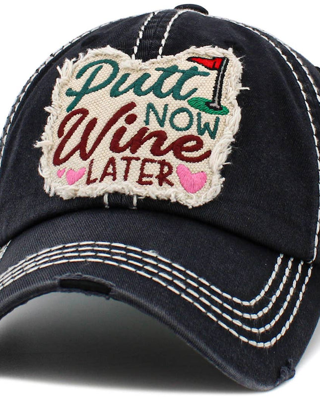 PUTT NOW WINE LATER WASHED VINTAGE BALLCAP