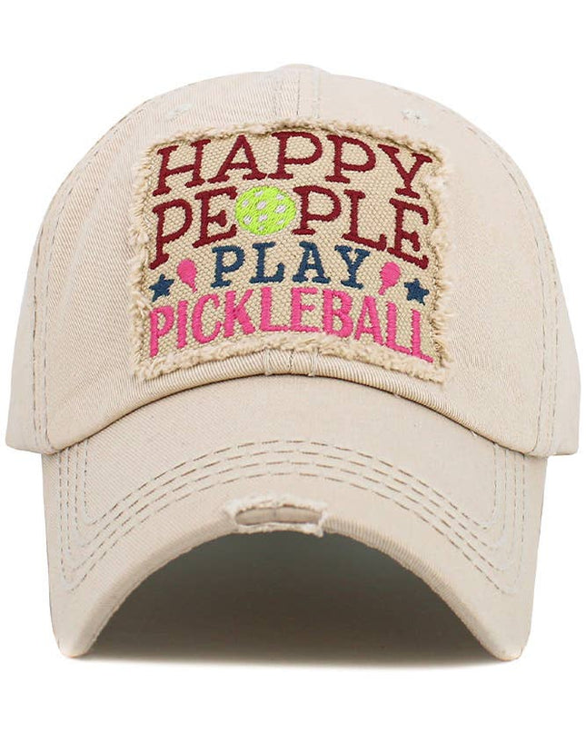 HAPPY PEOPLE PLAY PICKLEBALL Vintage Baseball Cap