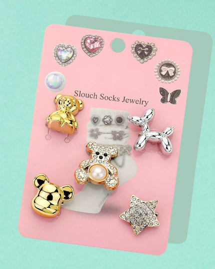 Pearl Teddy Bear Star Dog Shoe & Slouch Sock Charm Set