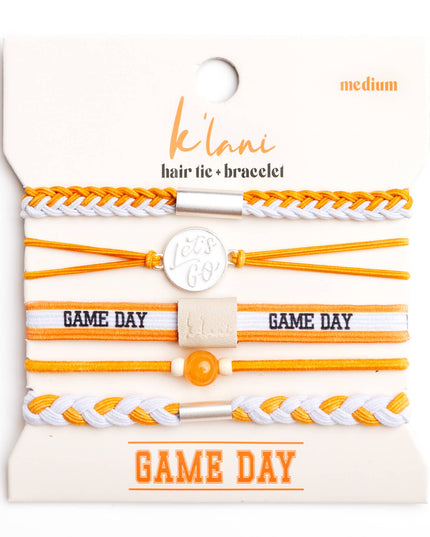 Game Day Orange / White Hair Tie Bracelets