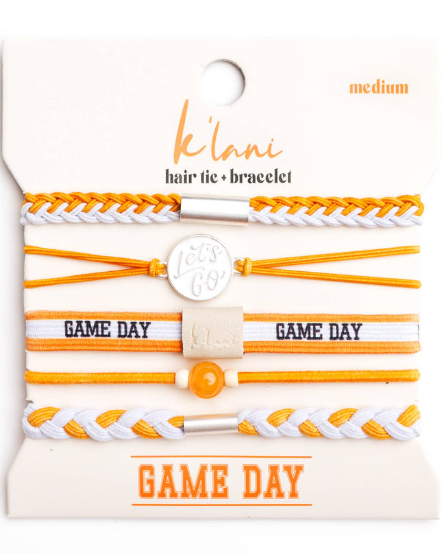 Game Day Orange / White Hair Tie Bracelets