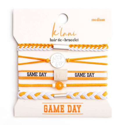 Game Day Orange / White Hair Tie Bracelets