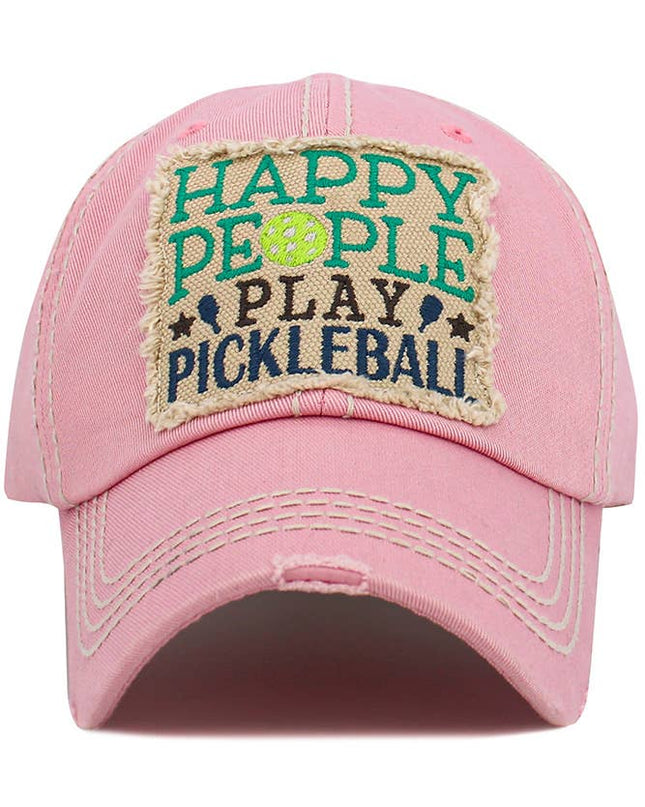 HAPPY PEOPLE PLAY PICKLEBALL Vintage Baseball Cap