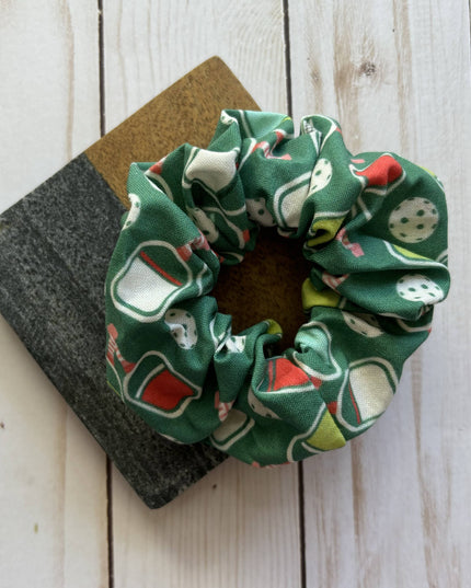 Green Pickleball Cotton Handmade Scrunchie
