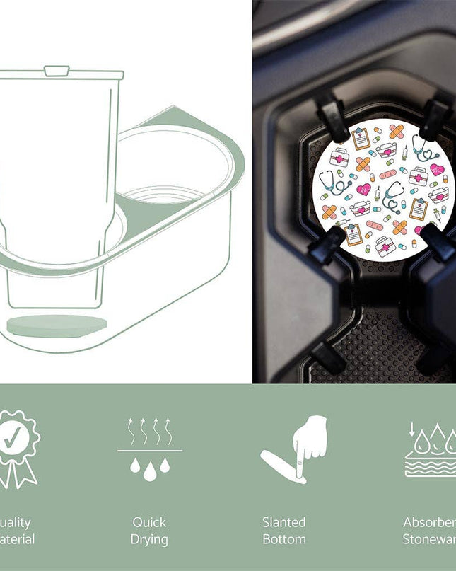 Car Coaster-Colorful Nursing Icons