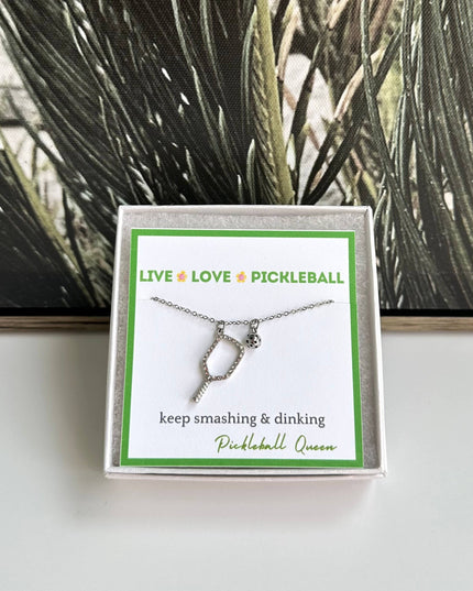 Pickleball Necklace Stainless Steel Rhines Stone Ball Charm