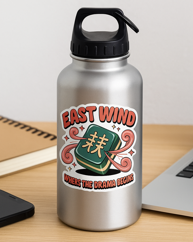 East Wind Mahjong Sticker – Funny Tile Drama Design for Mahjong Lovers