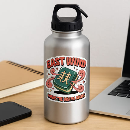 East Wind Mahjong Sticker – Funny Tile Drama Design for Mahjong Lovers